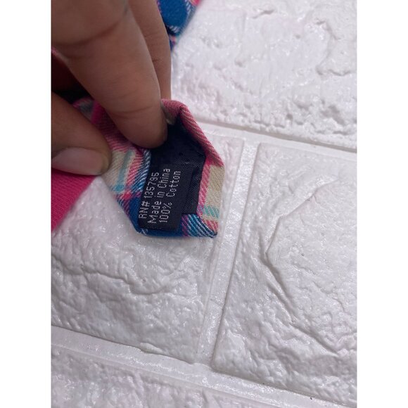 Skinny Tie Madness Salad Alarm Plaid Necktie Cotton Pink Multicolor SKM754 - Picture 3 of 11